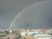 Double rainbow from the top of an RV
