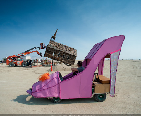 Burning Man Art Preview: Church raising and glam heels art car