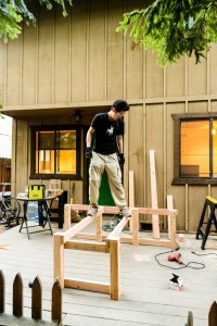 Derek Gaw is testing a platform's strength for the China/Taiwan CORE project (photo by Kenny Yu)
