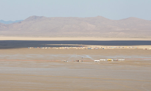 You could see the standing water in Black Rock City from a hill overlooking the playa. 