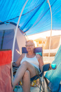 My mom hanging out at our camp