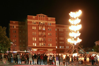 Spire of Fire in Downtown Reno, 2011. Photo by Bill Kositzky.