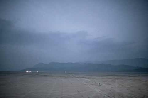 Light was breaking as cars and trucks started coming onto the playa