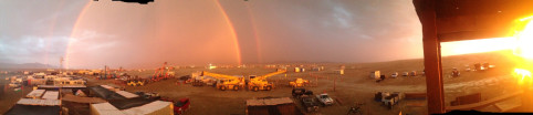 The rainbow over Black Rock City shortly after dawn (photo courtesy of Davis Galligan)