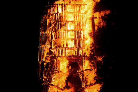 At the beginning of the fire, you could see the Man's cladding catch fire