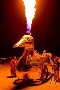 Bart Dorsa's flaming duck, image by Peter Pan