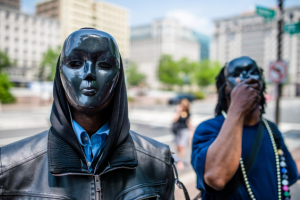 Artists give street performance in Downtown Washington, DC