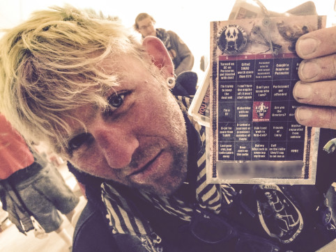 Shane with his copy of the Gate Bingo card