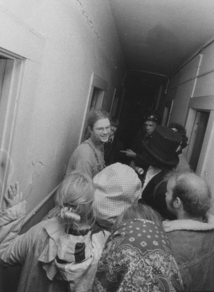 Gary Warne leads the early Suicide Club through some hijinks at the Kennedy Hotel, c. 1977