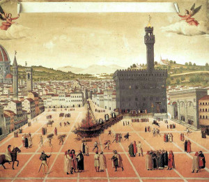 This is a picture of the burning of Savonarola, making him a "Burning Man!" Get it? Get it? ... I should be ashamed of myself.