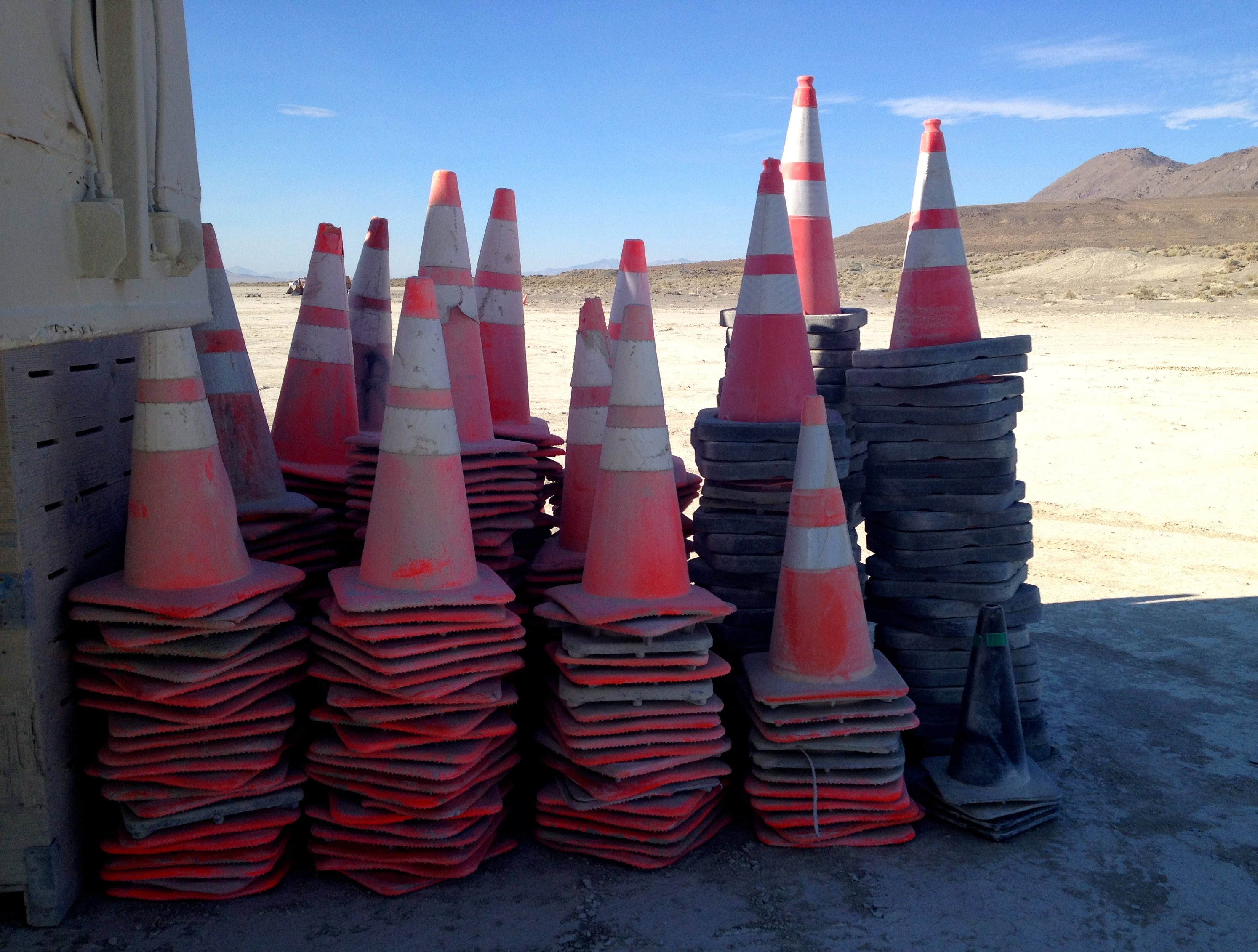 It's Resto, so the phrase DEATH TO ALL CONES rings out here and there. This is one graveyard for cones killed by Special Forces. They'll be reincarnated to mark more hot spots and dunes to bust. 