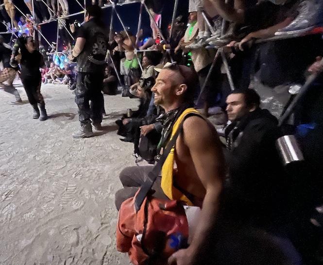John Venditti with ESD on duty in the Thunderdome, Black Rock City