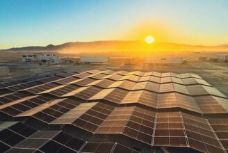 SOLAR STATION, Black Rock City’s largest power grid deployed by Camp SOLARPUNKS (Photo Credit: SOLARPUNKS, 2025)