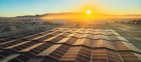 SOLAR STATION, Black Rock City’s largest power grid deployed by Camp SOLARPUNKS (Photo Credit: SOLARPUNKS, 2025)
